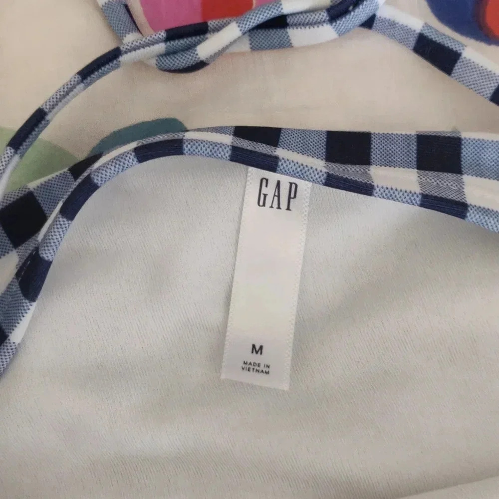 Gap One piece swimsuit molded bandeau blue gingham M - Picture 3 of 4
